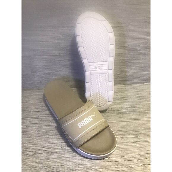 Puma Karmen Slide Sandals Putty White Comfort Pool Beach Slides Women's Size 10